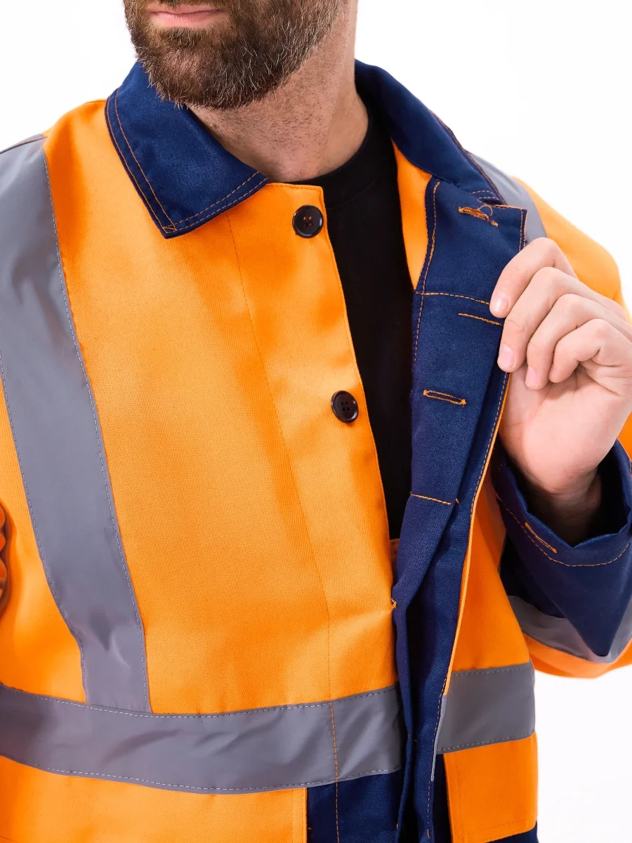 Костюм летний сигнальный Скандин куртка/полукомб. оранжевый/т.синий - фото 12