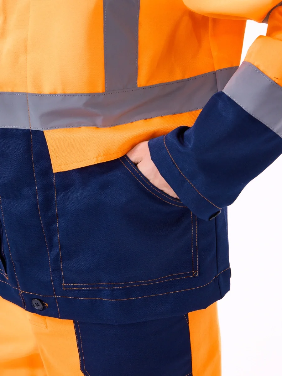 Костюм летний сигнальный Скандин куртка/полукомб. оранжевый/т.синий - фото 9