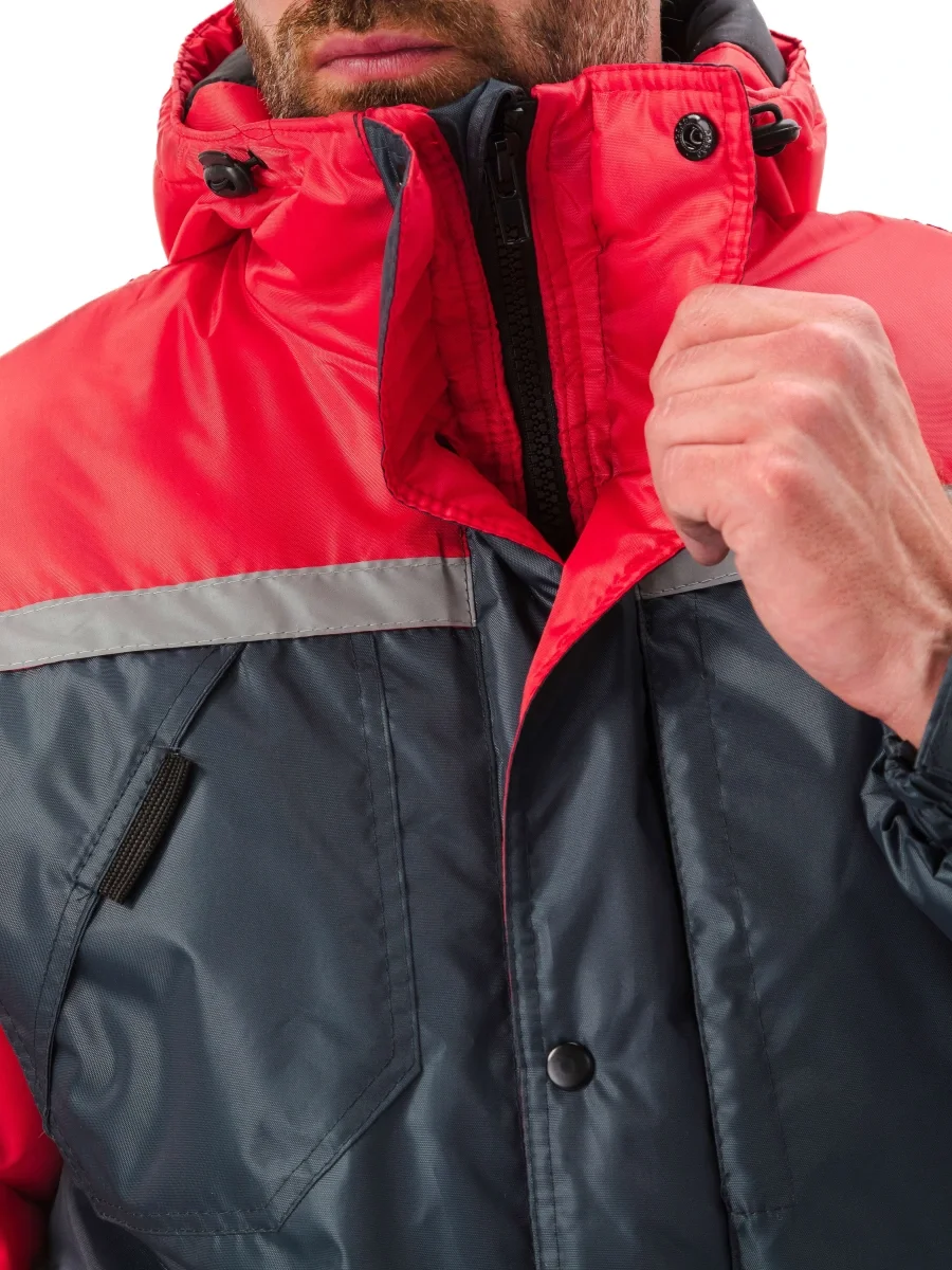 Костюм зимний "СТИМ" куртка/полукомб. цвет: т.серый/красный - фото 6