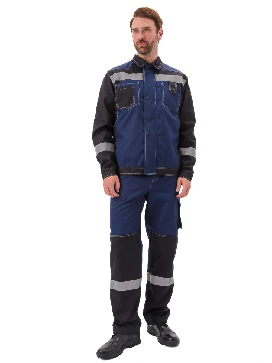 Костюм мужской "Волгарь" летний с брюками т.синий/черный - фото 2