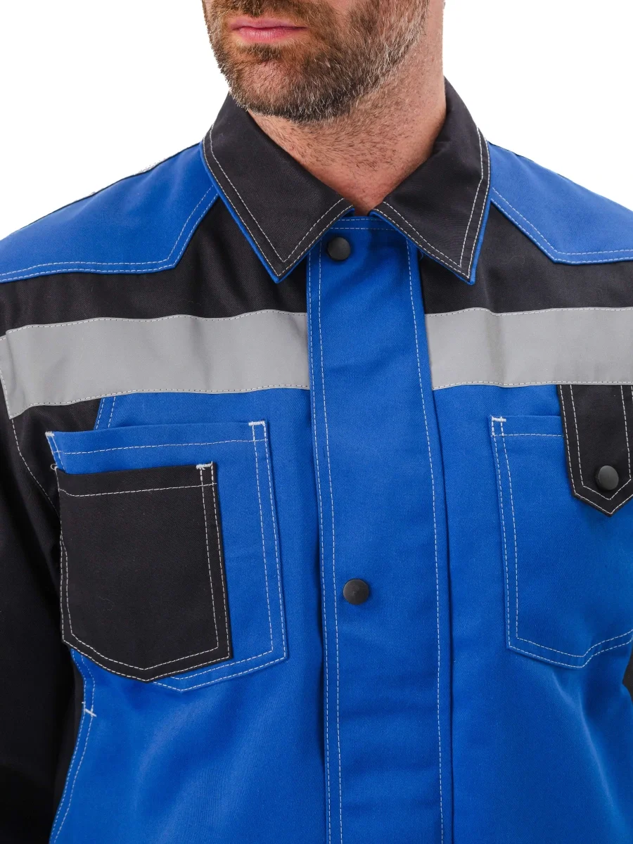 Костюм мужской "Волгарь" летний с брюками василек/черный - фото 13