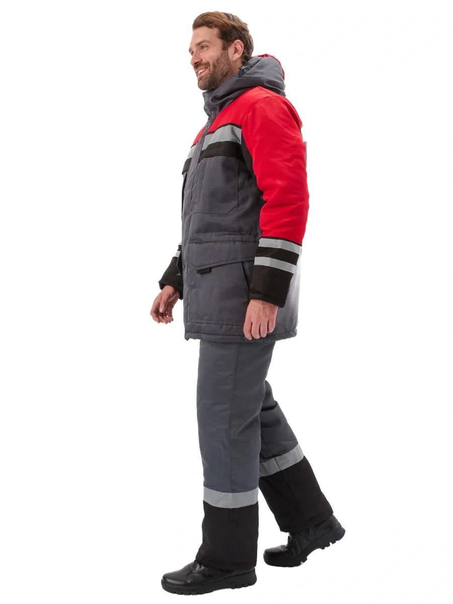 Костюм зимний "ЗИМНИК" куртка/брюки, цвет: т.серый/черный/красный - фото 16