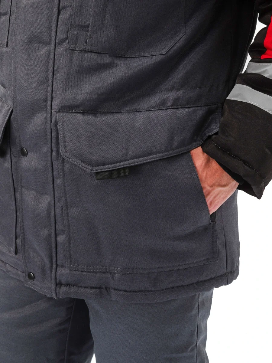 Костюм зимний "ЗИМНИК" куртка/брюки, цвет: т.серый/черный/красный - фото 4