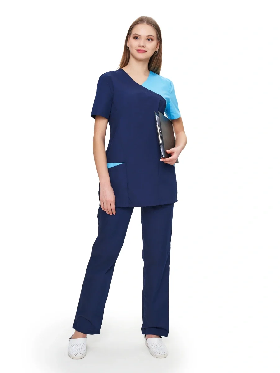 Костюм женский "Айрис" т-синий со св-голубым - фото 3
