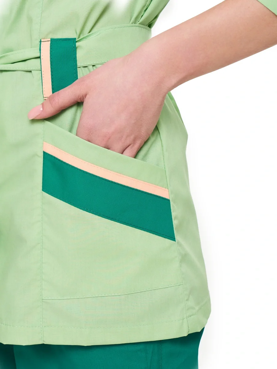 Костюм женский "Капель" т-зеленый с салатовым и бежевым АКЦИОННАЯ ЦЕНА -20% ДО 30.11.2025 - фото 3