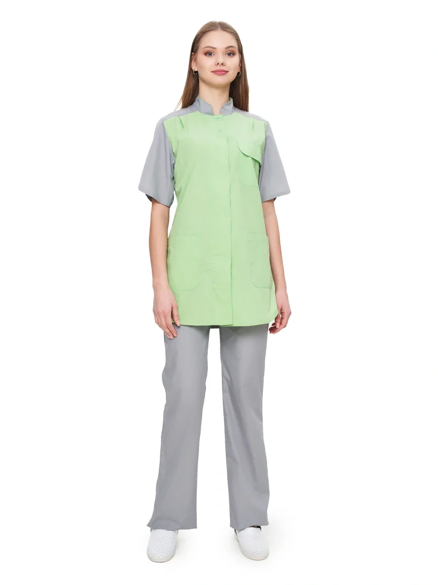 Костюм женский "Октава" серый с салатовым - фото 3