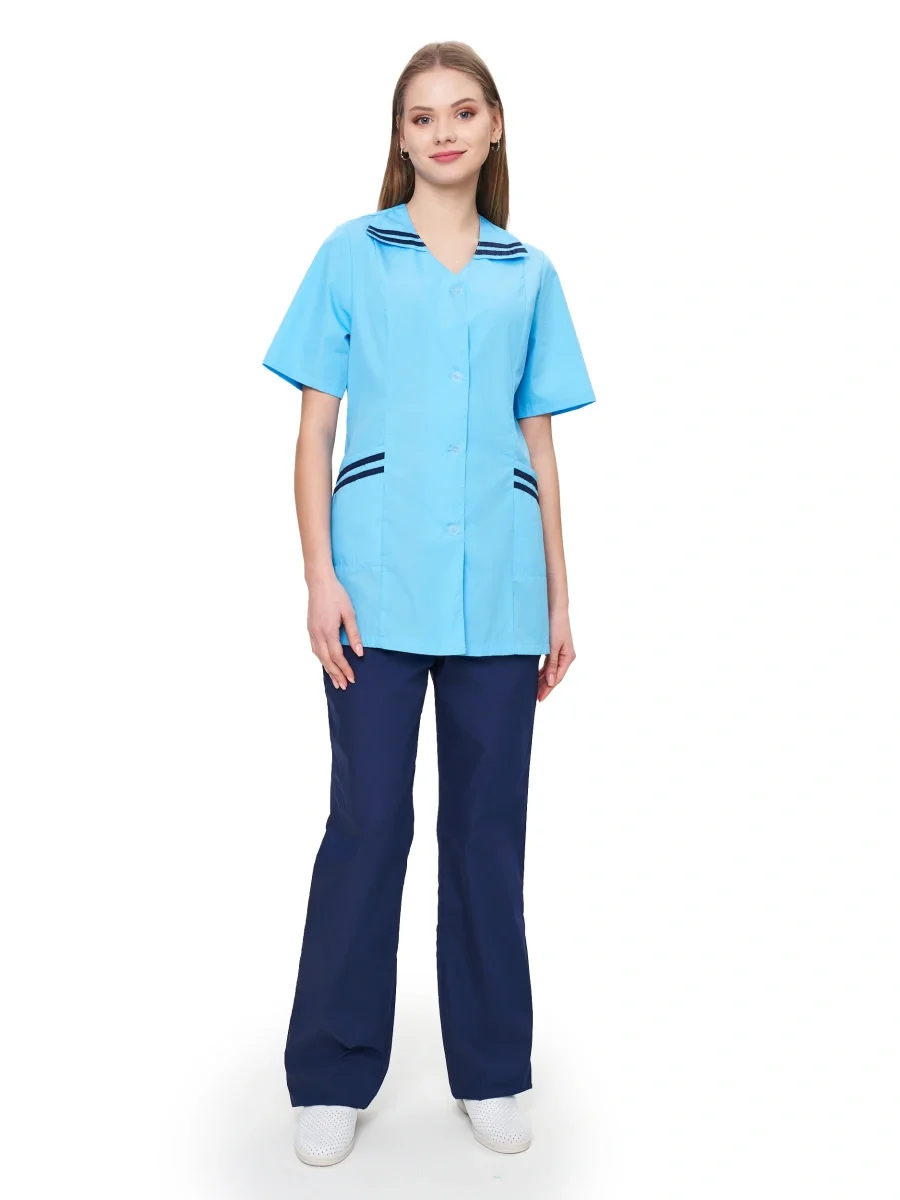 Костюм женский "Сфера" св-голубой с т-синим - фото 2