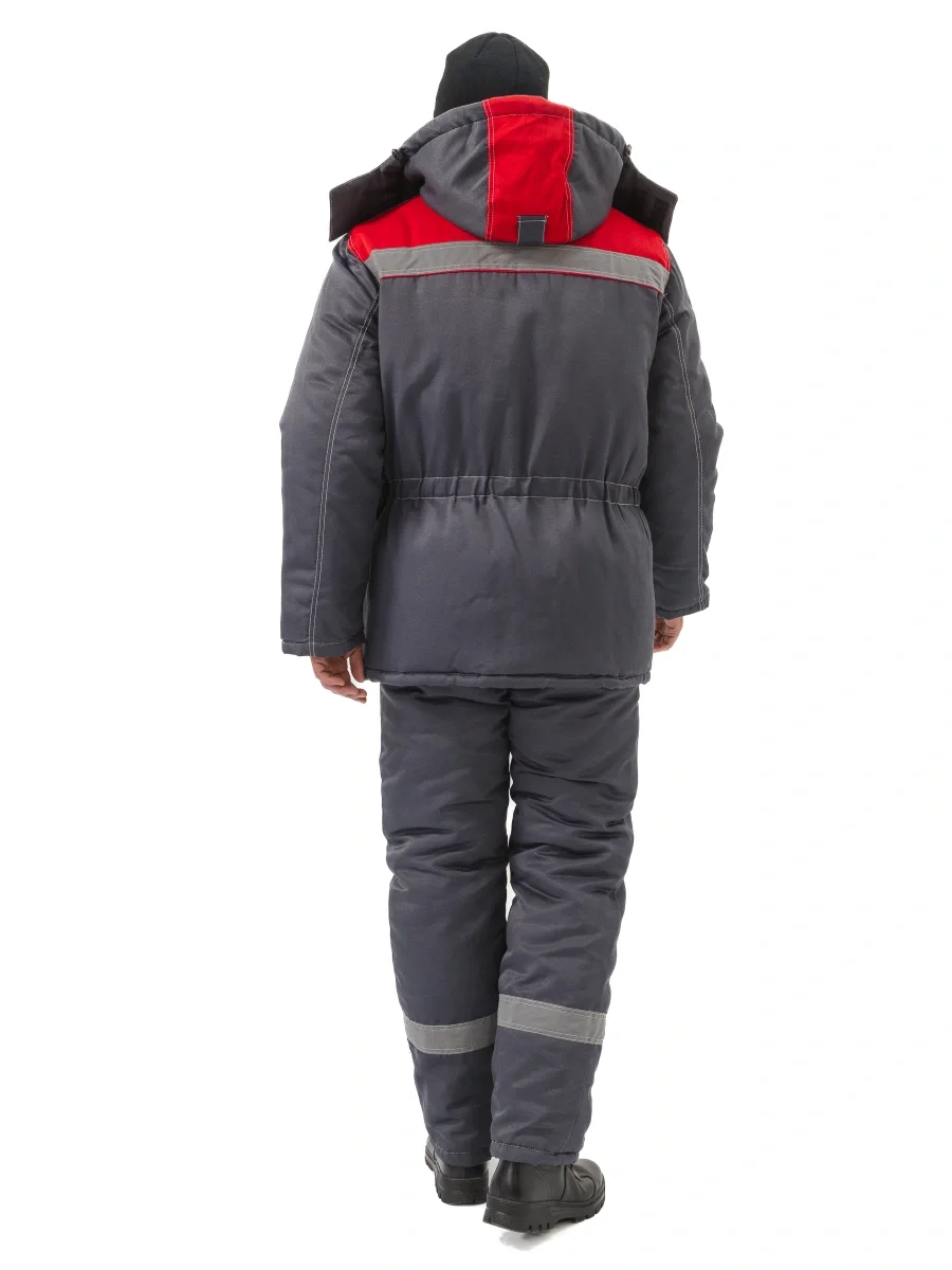 Костюм зимний "ВЬЮГА" куртка/полукомб. цвет: т.серый/красный - фото 7
