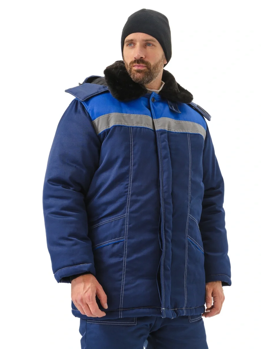 Костюм зимний "ВЬЮГА" куртка/полукомб. цвет: т.синий/василек - фото 1