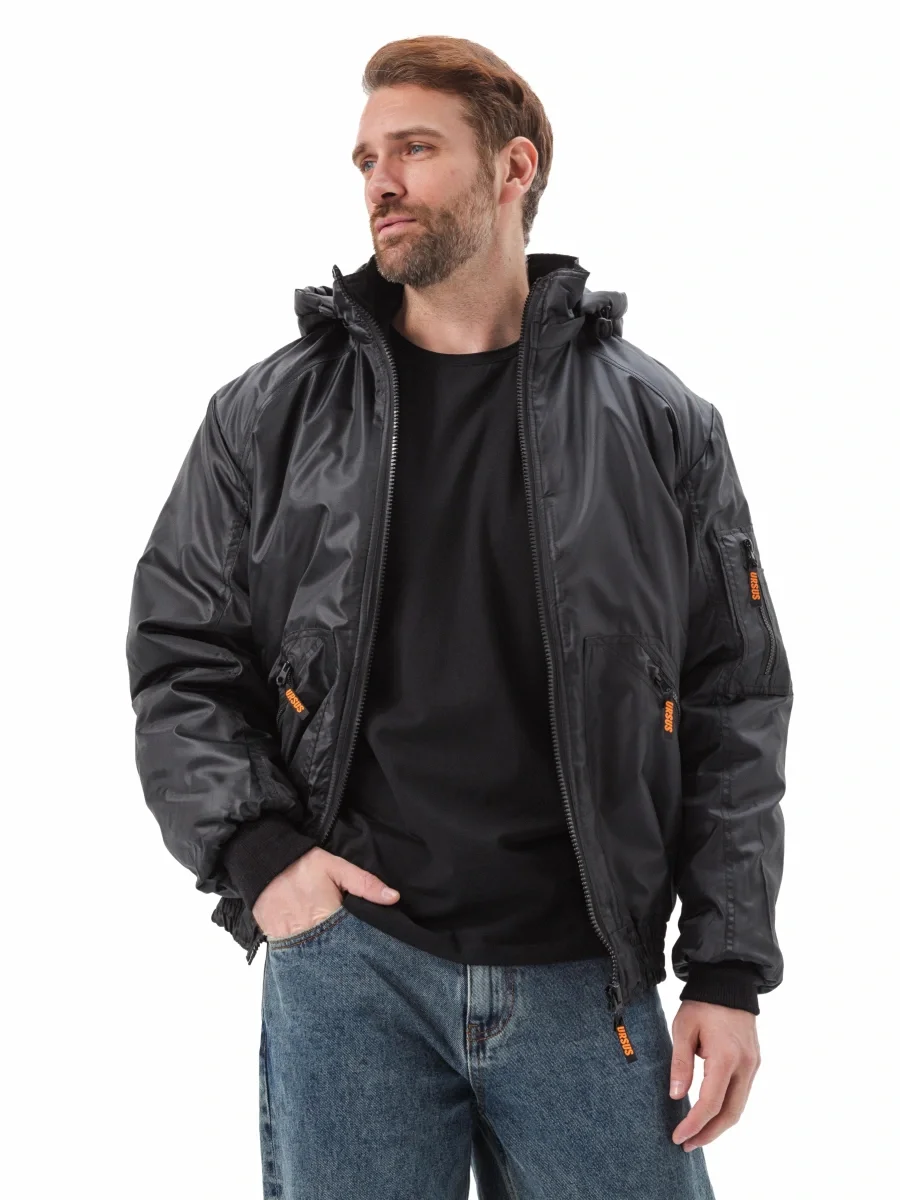 Куртка демисезонная "БОМБЕР" цвет: Черный - фото 2