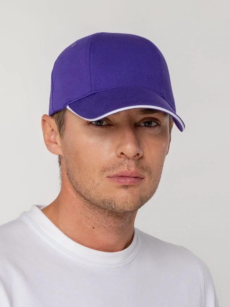 Бейсболка Canopy, фиолетовая с белым кантом - фото 5