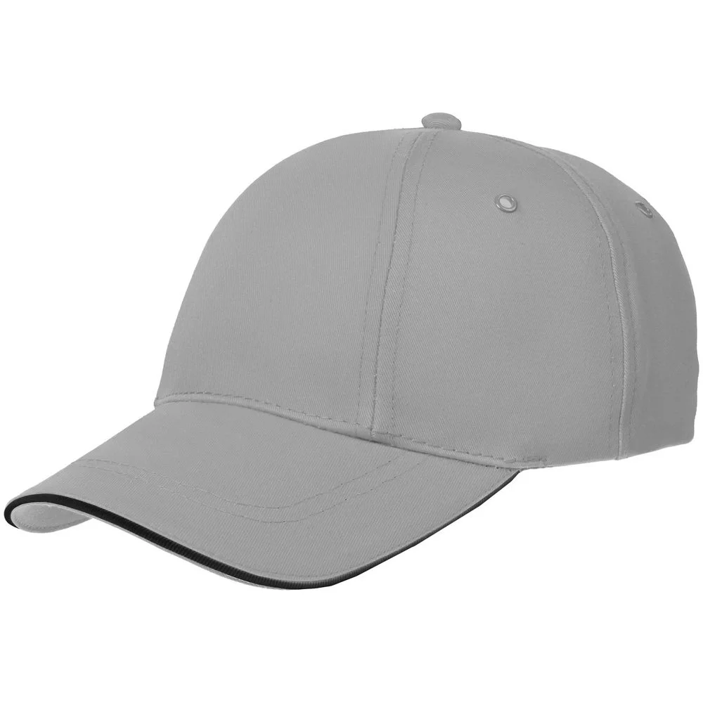 Бейсболка Canopy, серая с черным кантом - фото 1