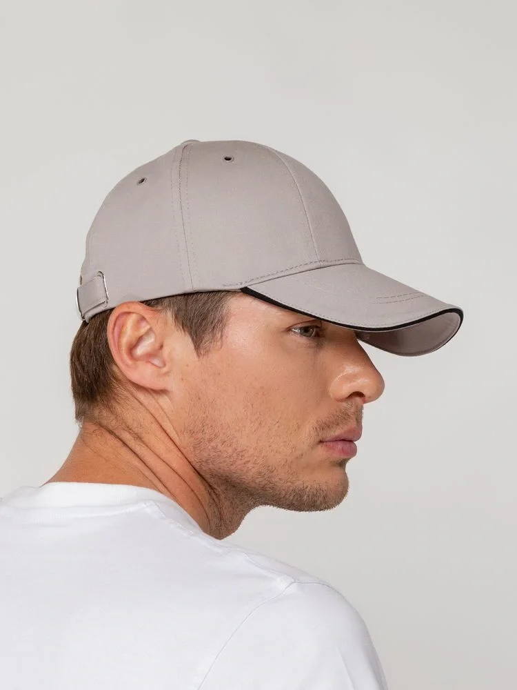 Бейсболка Canopy, серая с черным кантом - фото 13