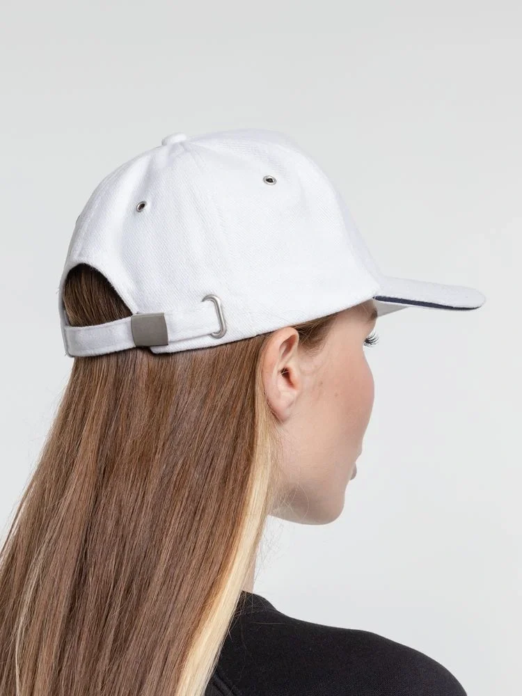 Бейсболка Classic, белая с темно-синим кантом - фото 6