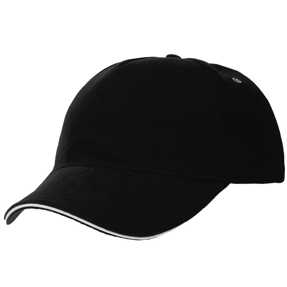Бейсболка Classic, черная с белым кантом - фото 1