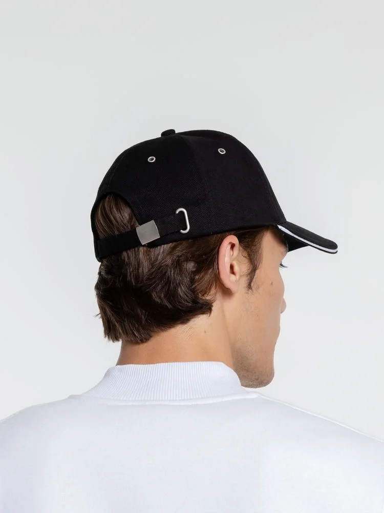 Бейсболка Classic, черная с белым кантом - фото 6