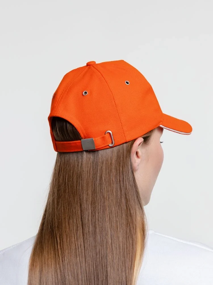 Бейсболка Classic, оранжевая с белым кантом - фото 20