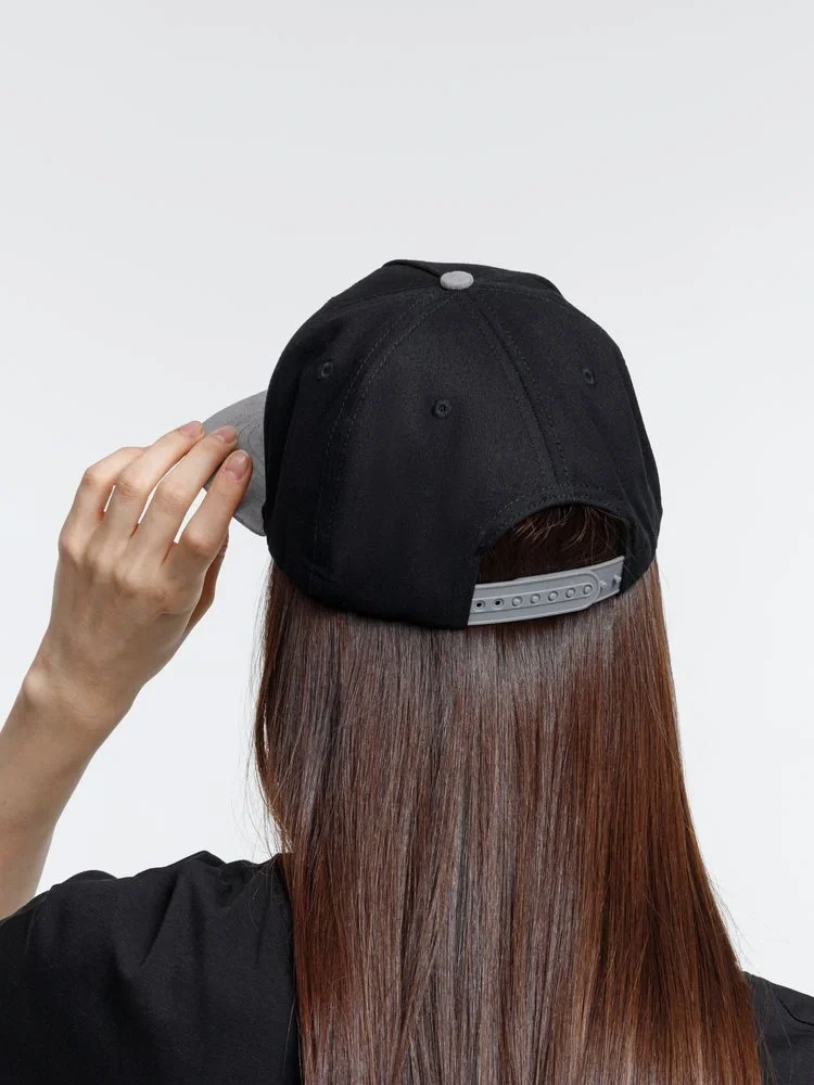 Бейсболка Foreside с прямым козырьком, черная с серым - фото 7