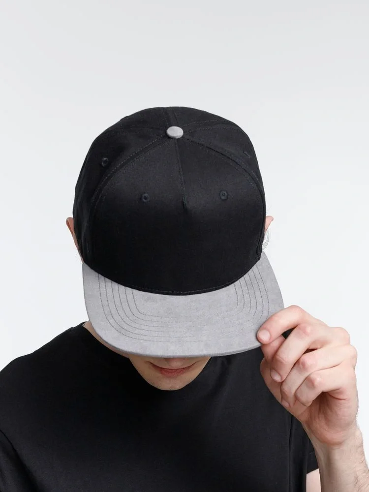 Бейсболка Foreside с прямым козырьком, черная с серым - фото 9