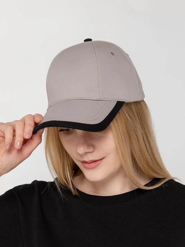 Бейсболка Honor, серая с черным кантом - фото 8