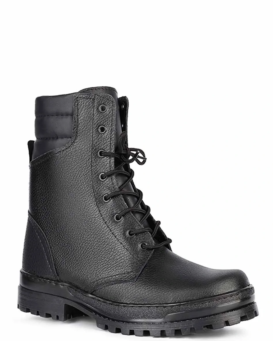 Ботинки с высоким берцем Армия хром на искусственном меху черные - фото 1