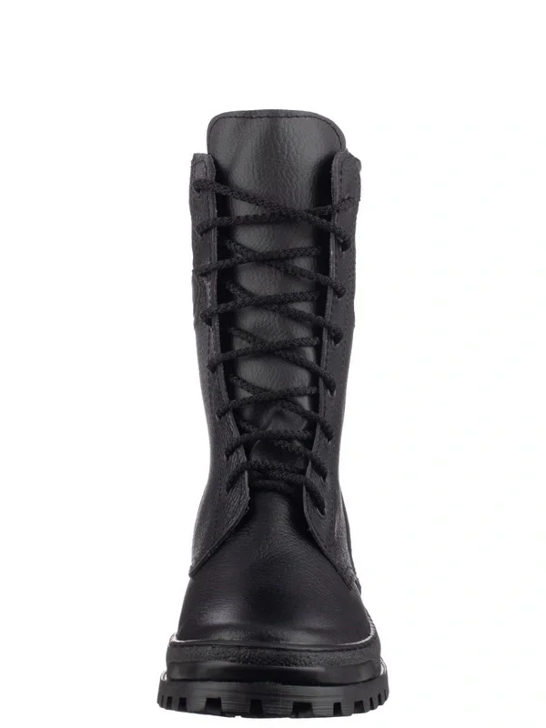 Ботинки с высоким берцем Армия хром на искусственном меху черные - фото 17