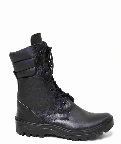 Ботинки кожаные с высоким берцем "Ратник" черные - фото 4