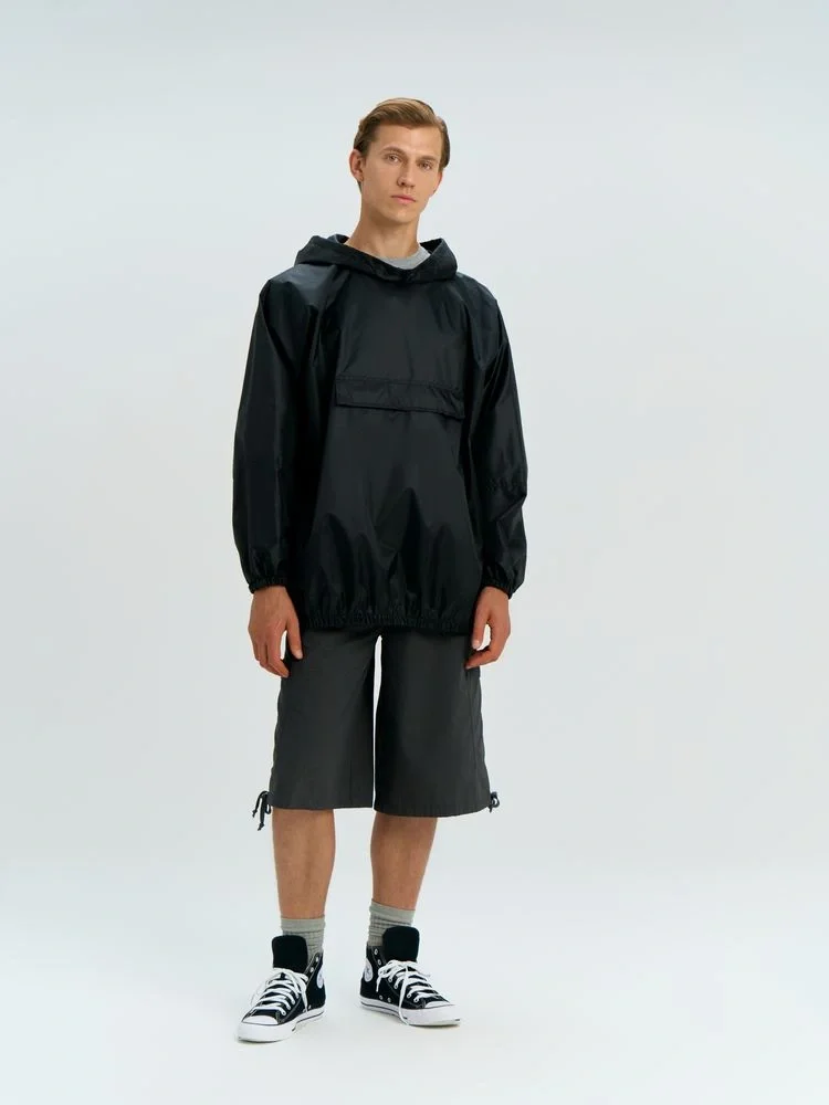 Дождевик-анорак Alatau, укороченный, черный, единый размер - фото 10