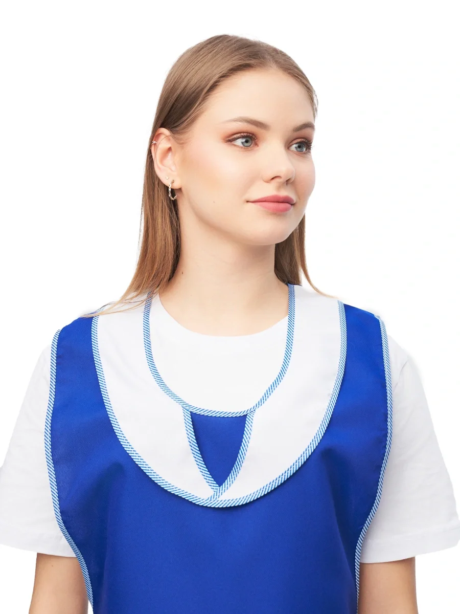 Фартук-сарафан "Иней" васильковый с белым - фото 5