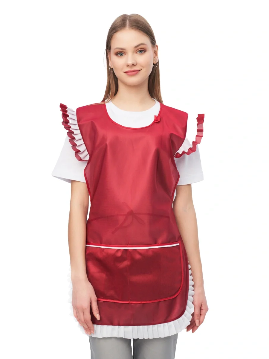 Фартук-сарафан нейлоновый бордовый - фото 1