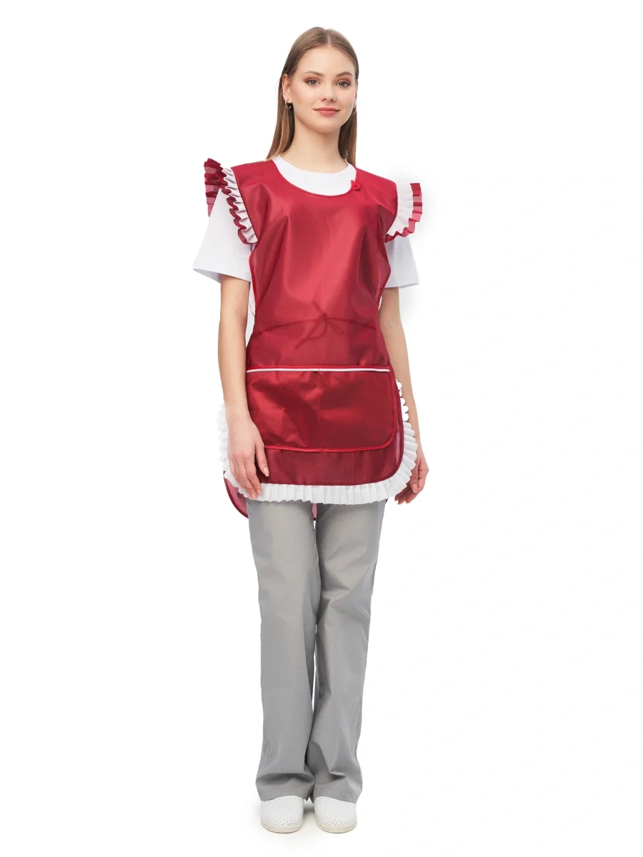 Фартук-сарафан нейлоновый бордовый - фото 2