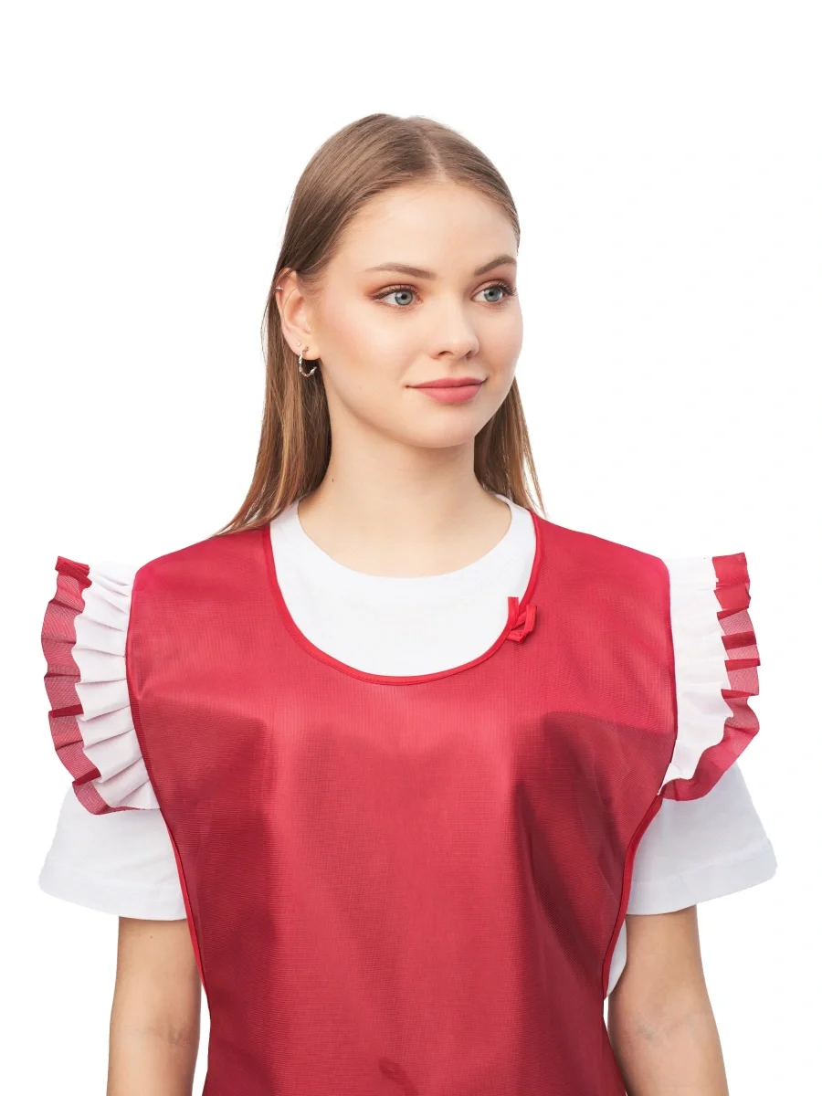 Фартук-сарафан нейлоновый бордовый - фото 4