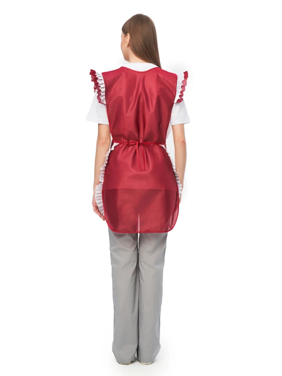 Фартук-сарафан нейлоновый бордовый - фото 6