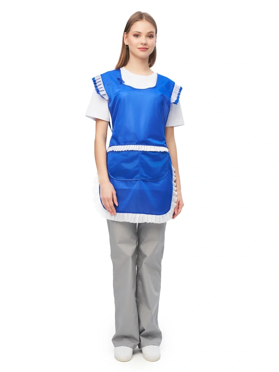 Фартук-сарафан нейлоновый васильковый - фото 3