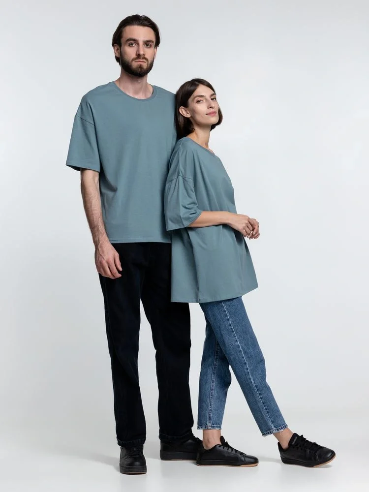 Футболка унисекс оверсайз Crosstown, серо-зеленая - фото 12