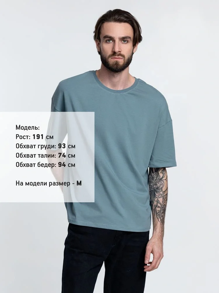 Футболка унисекс оверсайз Crosstown, серо-зеленая - фото 4