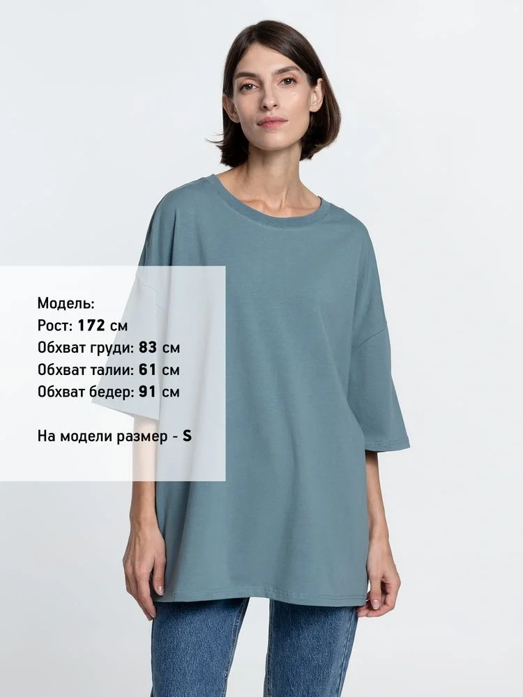 Футболка унисекс оверсайз Crosstown, серо-зеленая - фото 8