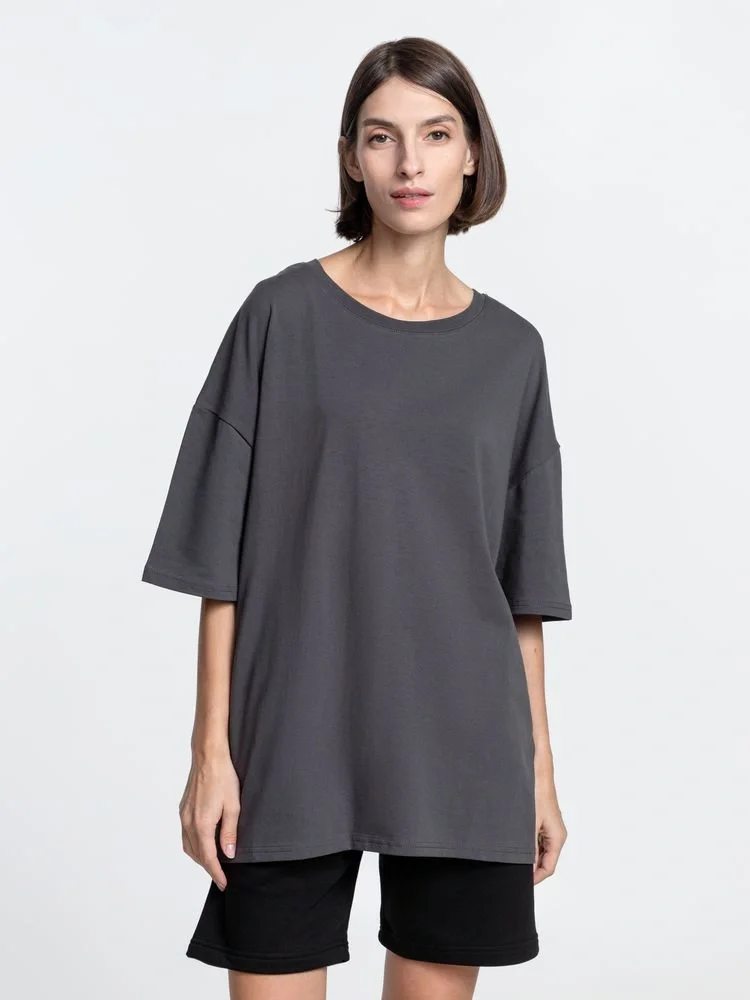 Футболка унисекс оверсайз Crosstown, темно-серая - фото 8