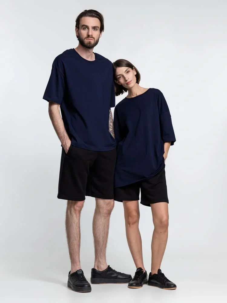 Футболка унисекс оверсайз Crosstown, темно-синяя - фото 12