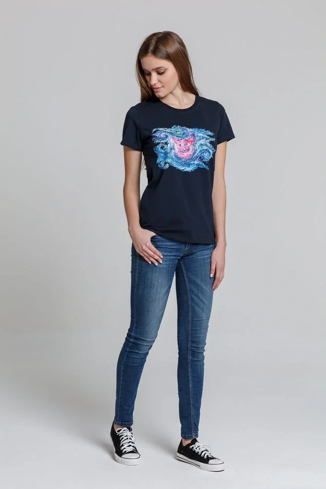 Футболка женская «Ван-Пиг», синяя - фото 5