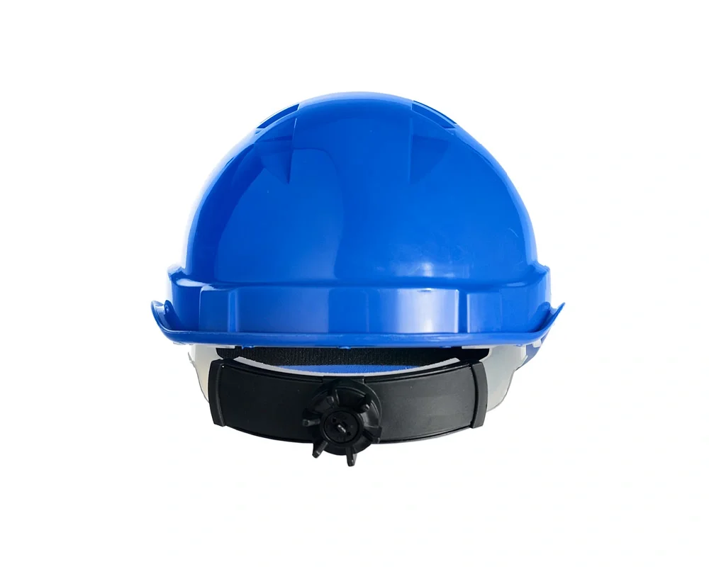 Каска защитная ЕЛАНПЛАСТ ЕВРОПА-ЛЮКС синяя (ленточное оголовье, храповый механизм) - фото 4