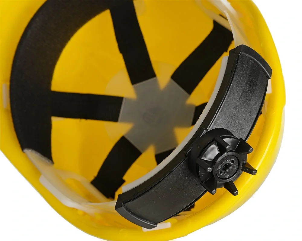 Каска защитная ЕЛАНПЛАСТ ЕВРОПА-ЛЮКС желтая (ленточное оголовье, храповый механизм) - фото 5