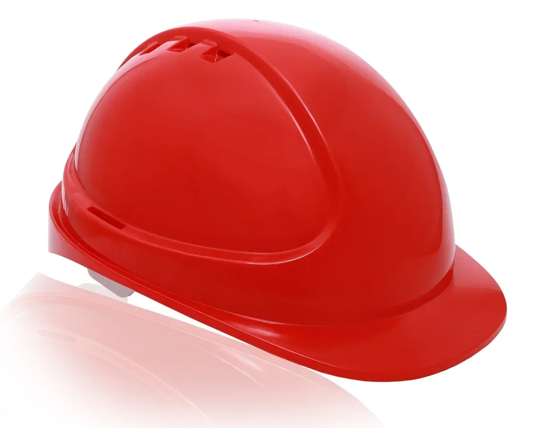 Каска защитная ЕЛАНПЛАСТ ФОРВАРД красная (ленточное оголовье, храповый механизм) - фото 2