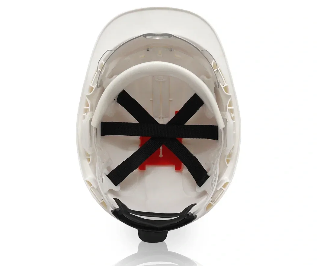 Каска защитная ЕЛАНПЛАСТ ФОРВАРД со встроенными очками красная - фото 4