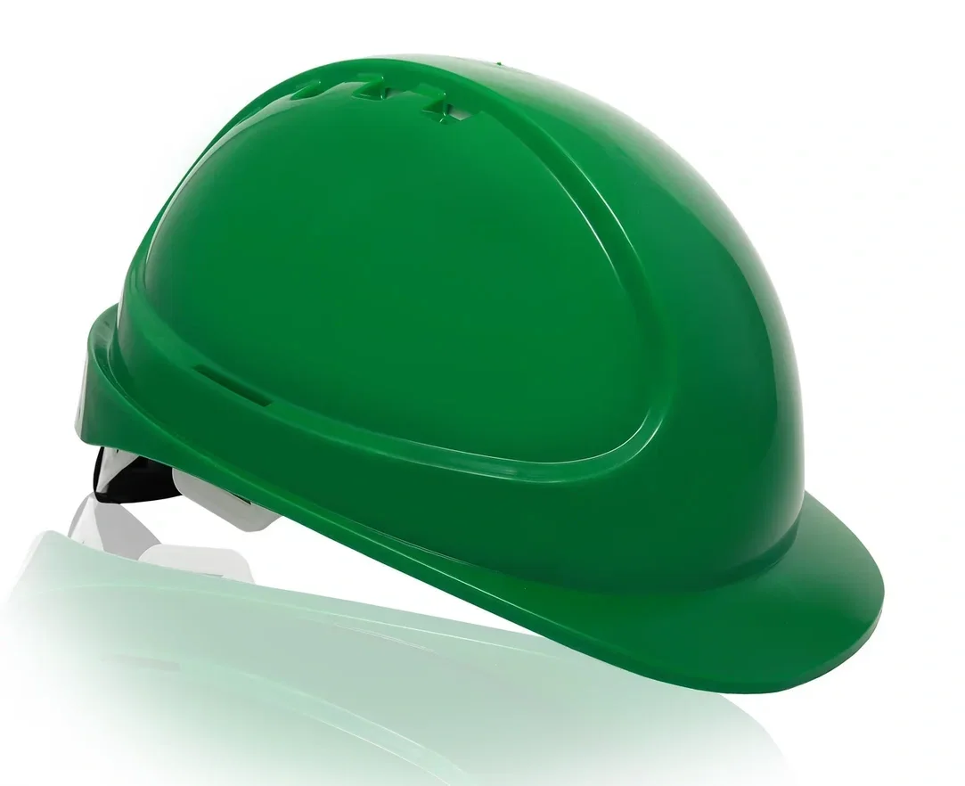 Каска защитная ЕЛАНПЛАСТ ФОРВАРД зеленая (ленточное оголовье, храповый механизм) - фото 2