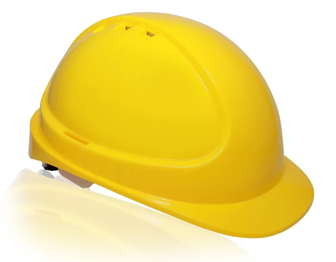 Каска защитная ЕЛАНПЛАСТ ФОРВАРД желтая (ленточное оголовье, храповый механизм) - фото 2