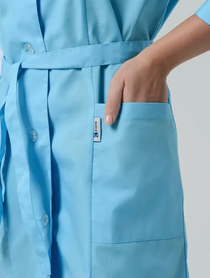 Халат женский "Катрин" белый с голубым - фото 14