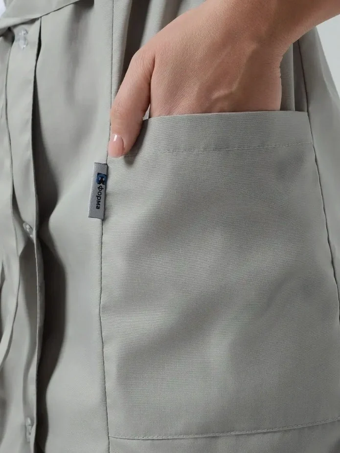 Халат женский "Катрин" серый с белым - фото 15