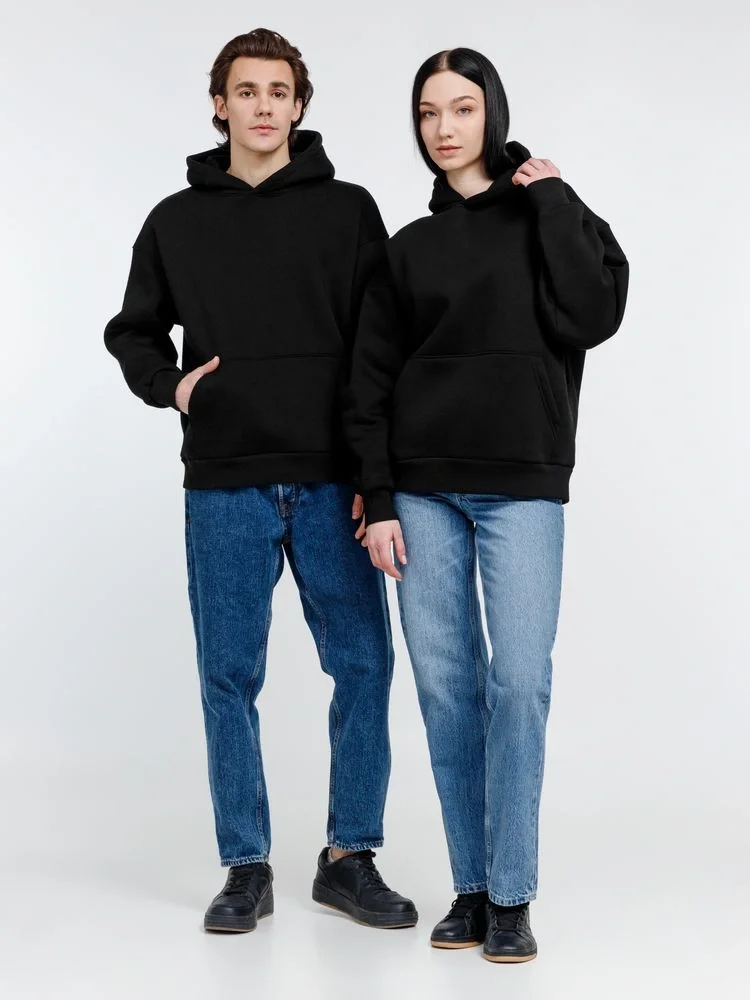 Худи оверсайз унисекс Go Easy, черное - фото 9