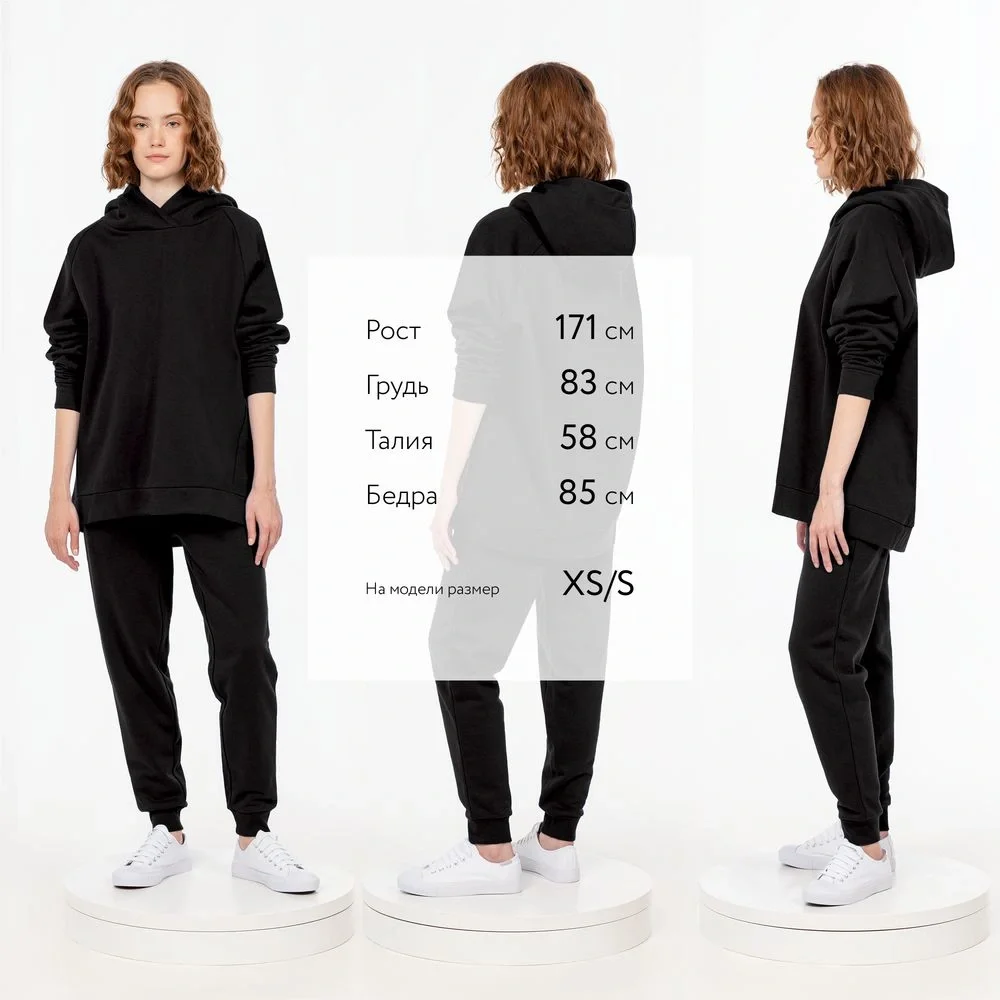 Худи унисекс H1, черное - фото 4